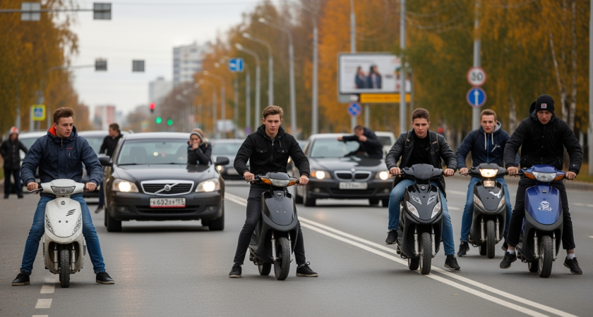 Подростки в Спутнике устроили на дорогах "цирк" на мопедах: водители бьют тревогу