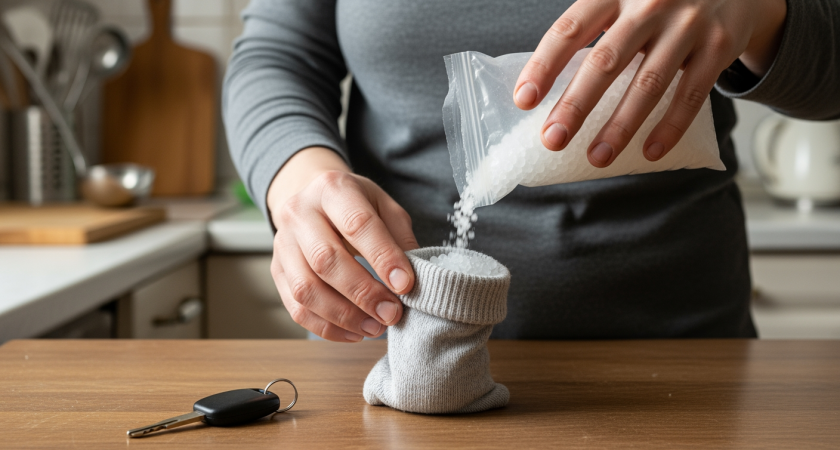 Забыл о запотевании окон: положил пакетик под панель - теперь зимой вижу дорогу идеально