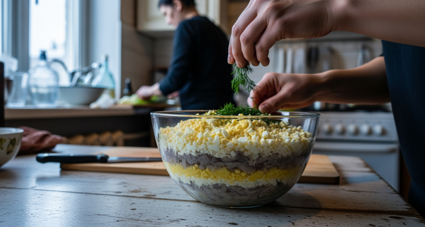 Рождественский салат "Морозные вершины" — блюдо, дарующее достаток и благополучие в новом году