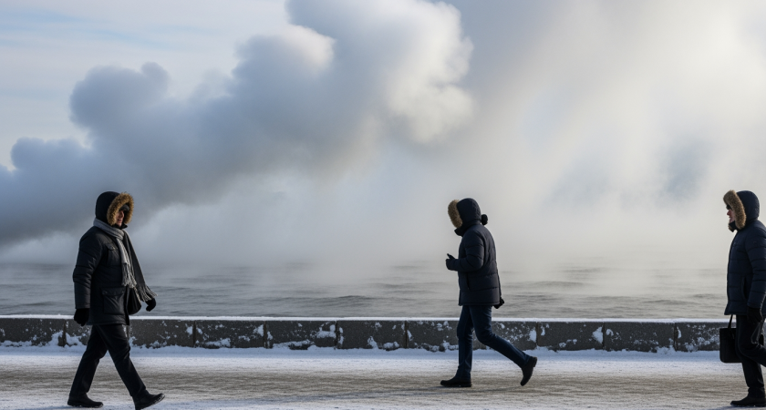 Море «закипает» во Владивостоке при минус 17 градусах