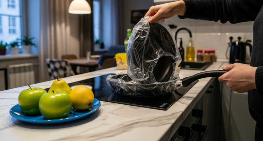 Кладу кастрюлю в пакет и жду чуда — нагар сам сходит, посуда блестит, как новая