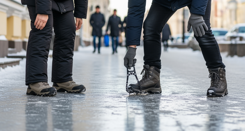 Применяю бабушкин способ с солью на подошву - всю зиму хожу как по сухому без единого падения