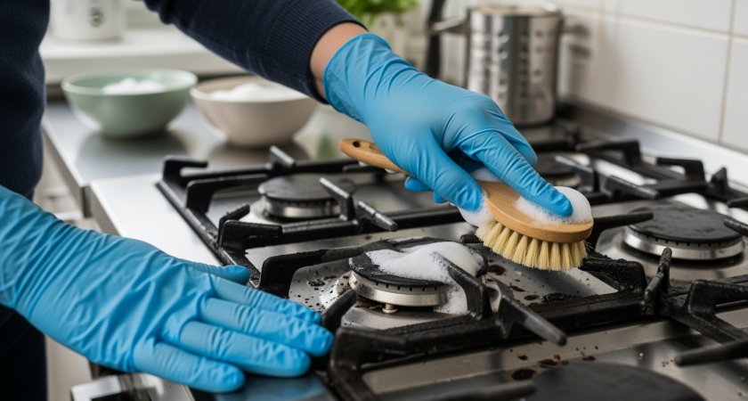 Черная решетка плиты станет сияющей за полчаса простым способом без вредных средств