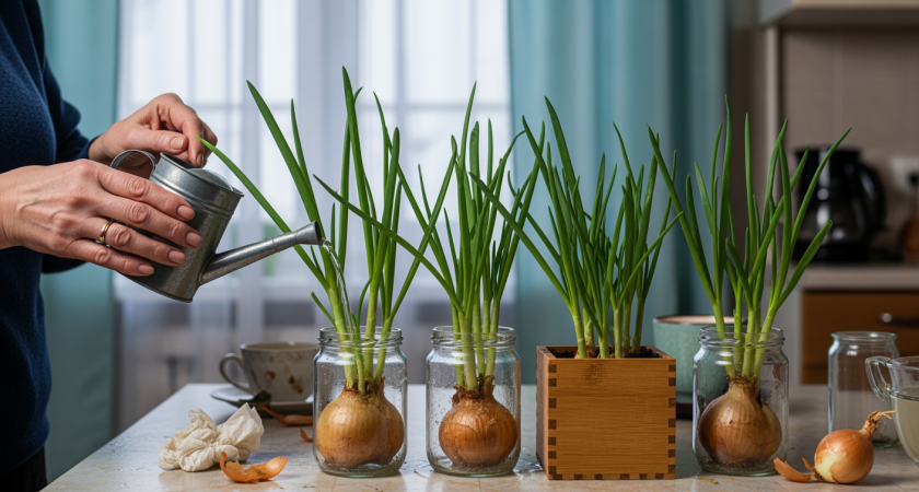 Выращиваю свежий лук на подоконнике за неделю: простой способ иметь зелень круглый год без удобрений