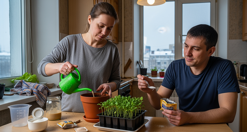 Слабая рассада превратилась в мощные кусты после простой домашней подкормки которой спешу поделиться