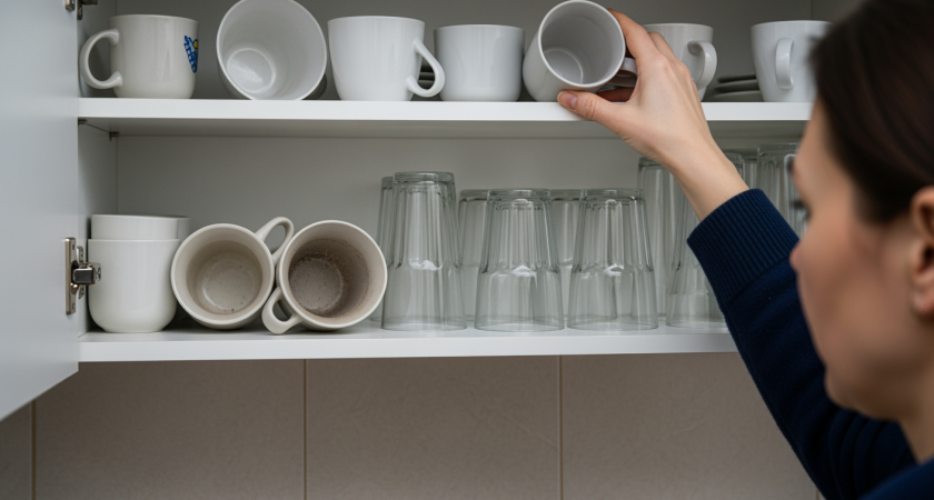 Секретная привычка профессиональных домохозяек с посудой на полке, о которой молчат даже бабушки