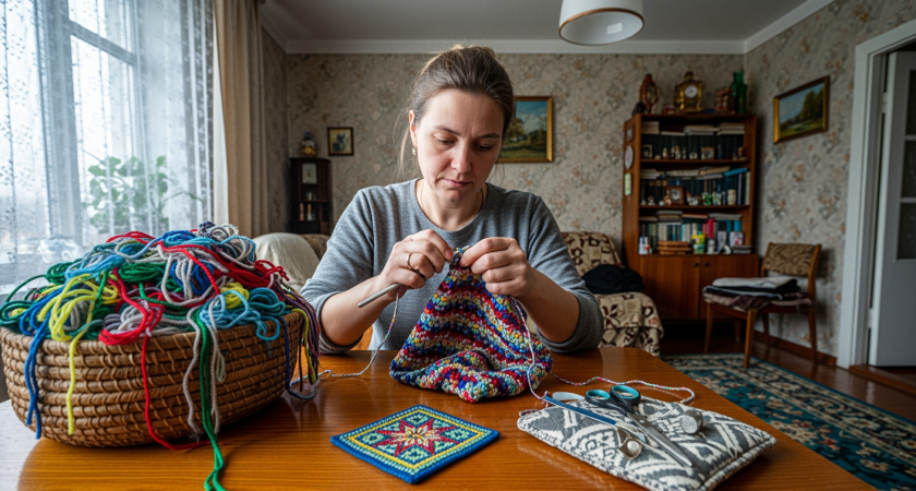 Моя соседка превращает клубочки остатков пряжи в полезные домашние мелочи и экономит тысячи
