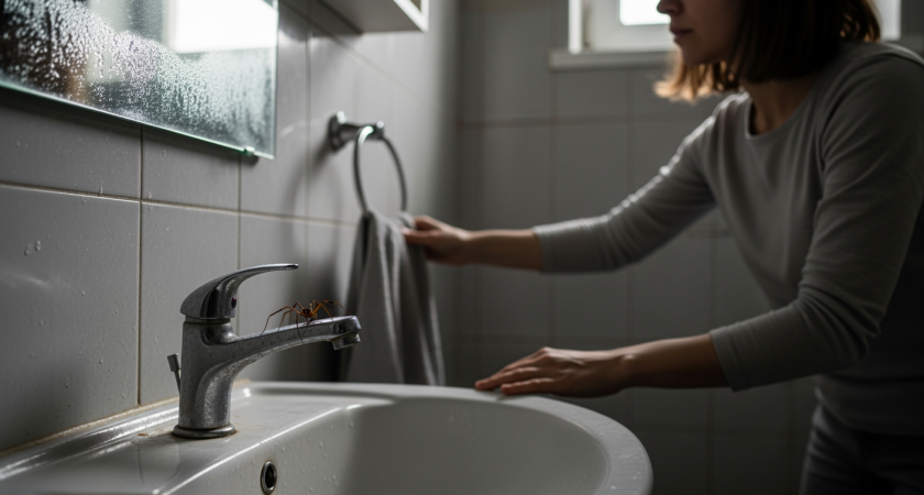 Паук в ванной комнате сигнализирует о скрытых неполадках которые пора устранить в вашем доме