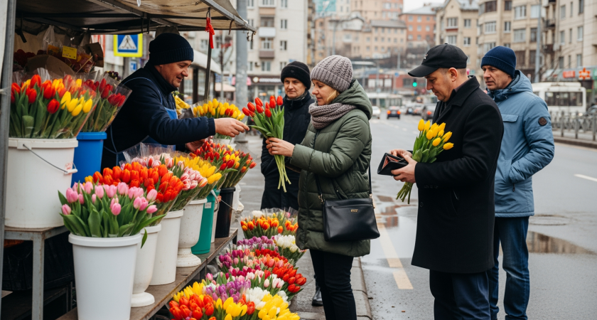 44 точки тюльпанов захватили Владивосток перед 8 Марта