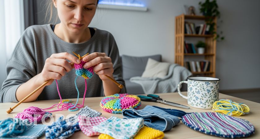 Пока мы выбрасываем остатки пряжи, одна женщина создает из них вещи которые покупает весь район