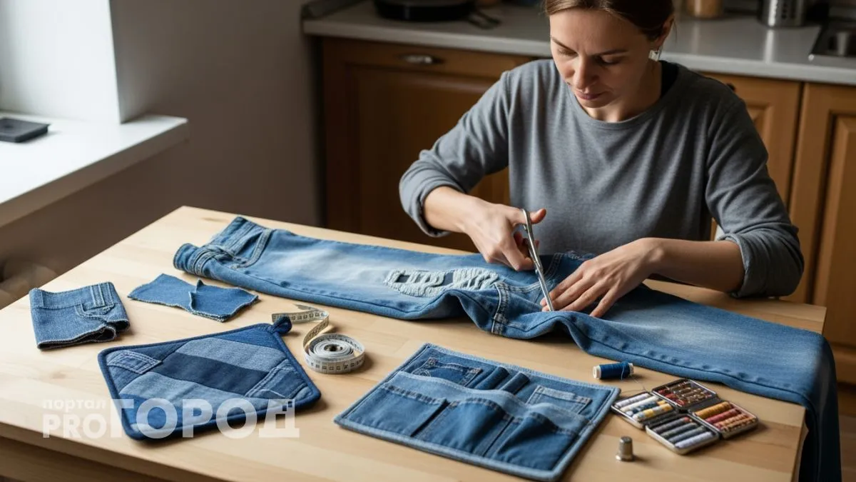 Вместо выбрасывания старых джинсов хозяйки делают из них нужные вещи и экономят семейный бюджет