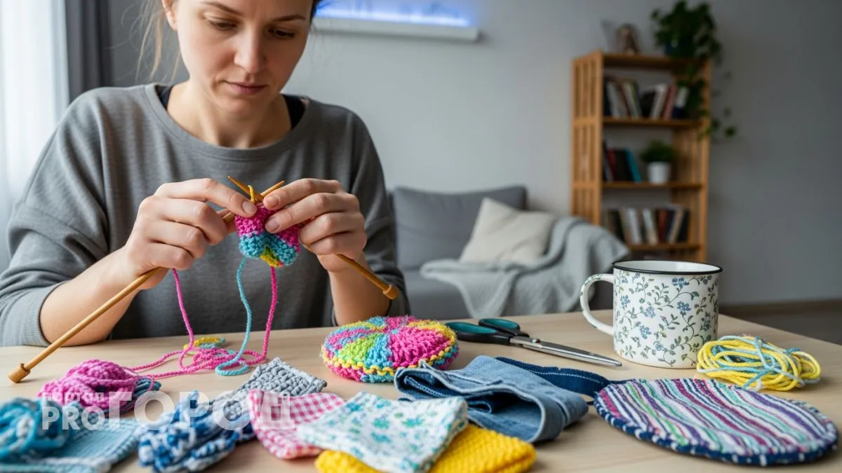 Пока мы выбрасываем остатки пряжи, одна женщина создает из них вещи которые покупает весь район