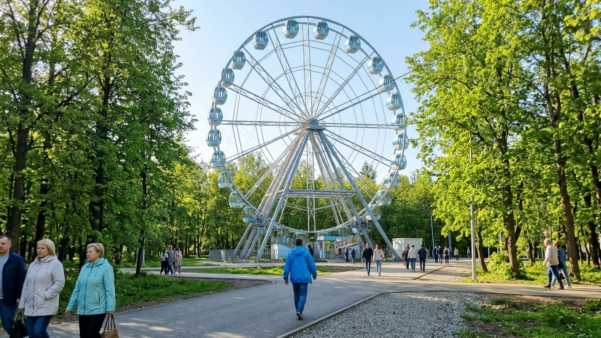55-метровое колесо обозрения начали монтировать в парке Владивостока
