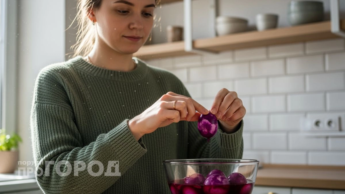 Крашу яйца на Пасху одной краснокочанной капустой и получаю такой фиолетовый цвет что все принимают за камни