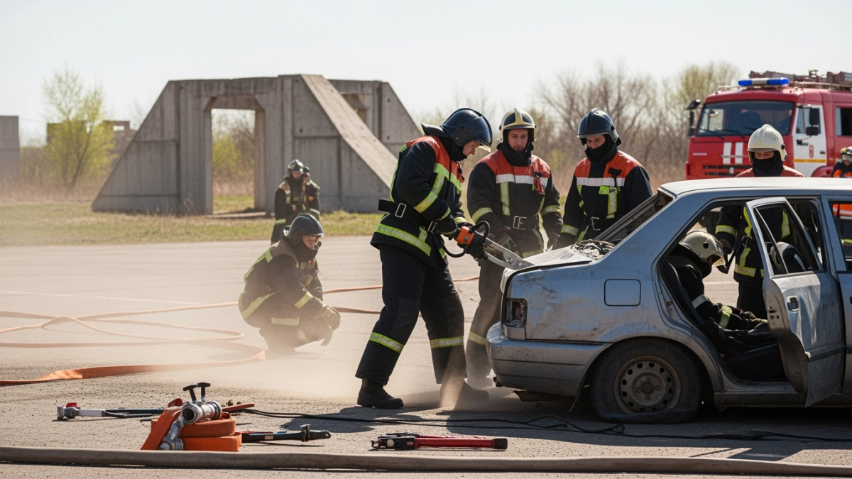 45 минут на спасение: пожарные МЧС отработали ликвидацию ДТП во Владивостоке