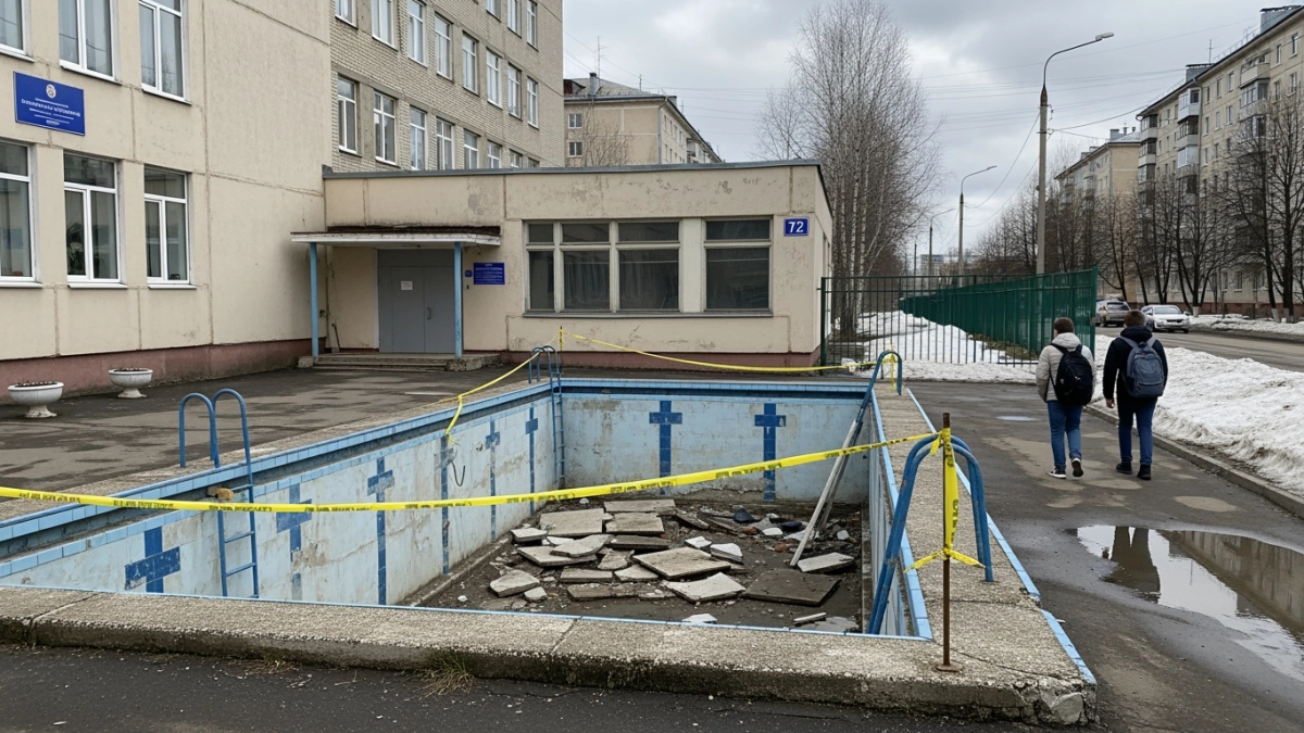 Бассейн школы № 72 на Емаре снесут после обрушения крыши