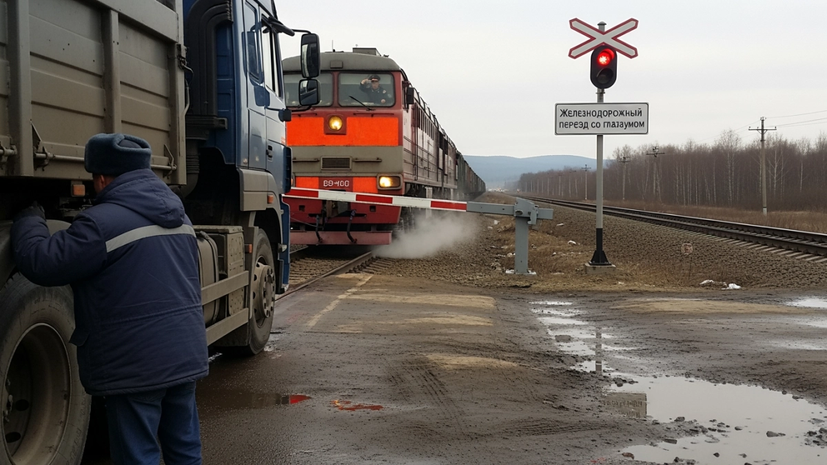 Грузовик выехал под поезд на переезде в Приморье — пострадавших нет