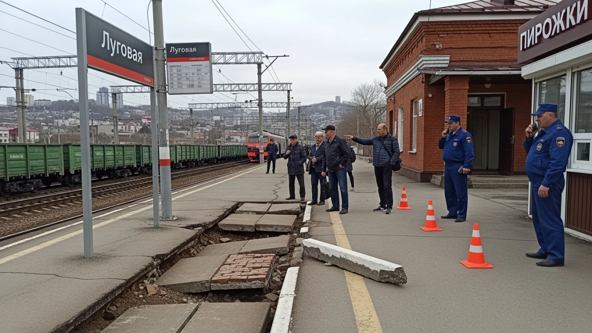 Перрон обрушился во Владивостоке во время посадки: четыре пострадавших