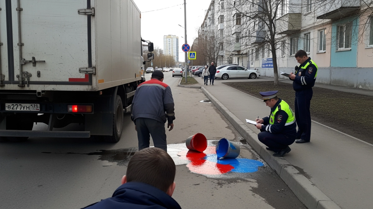 Вёдра с краской рассыпались на дороге в Артёме — водитель ответил по закону