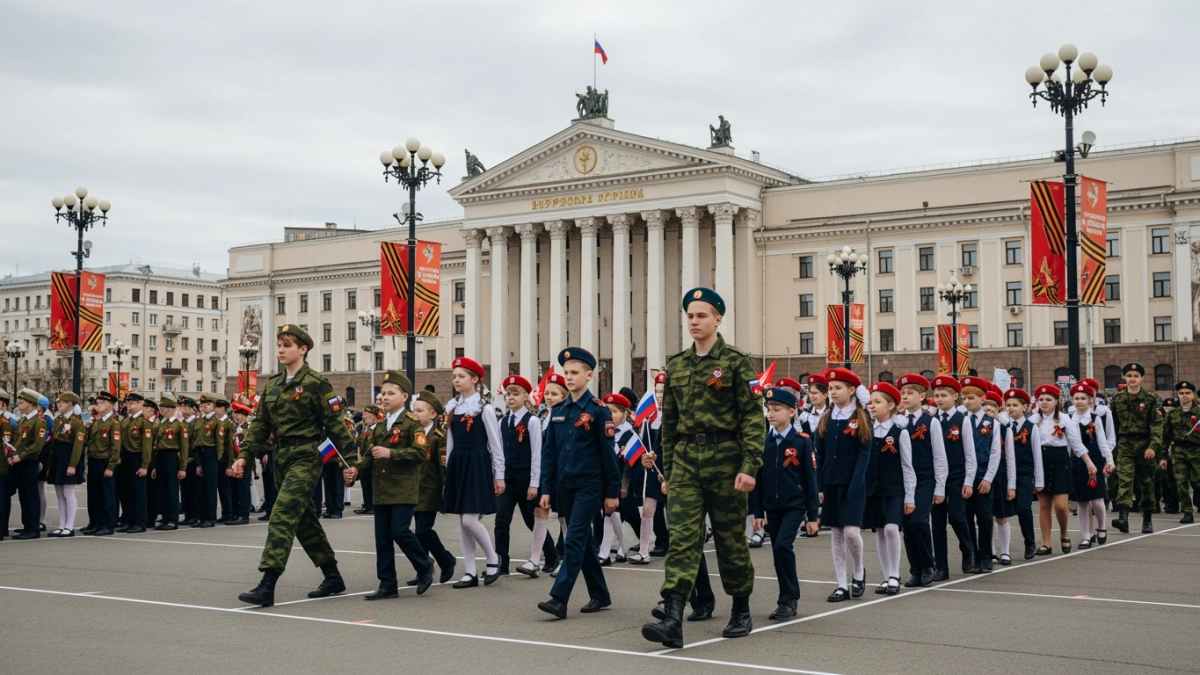 Первоклассники из 15 округов Приморья прошли строем на параде Правнуки Победы