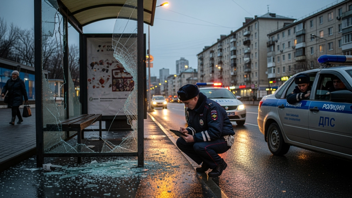 Вандалы разбили остановочный павильон на улице Бурачка во Владивостоке