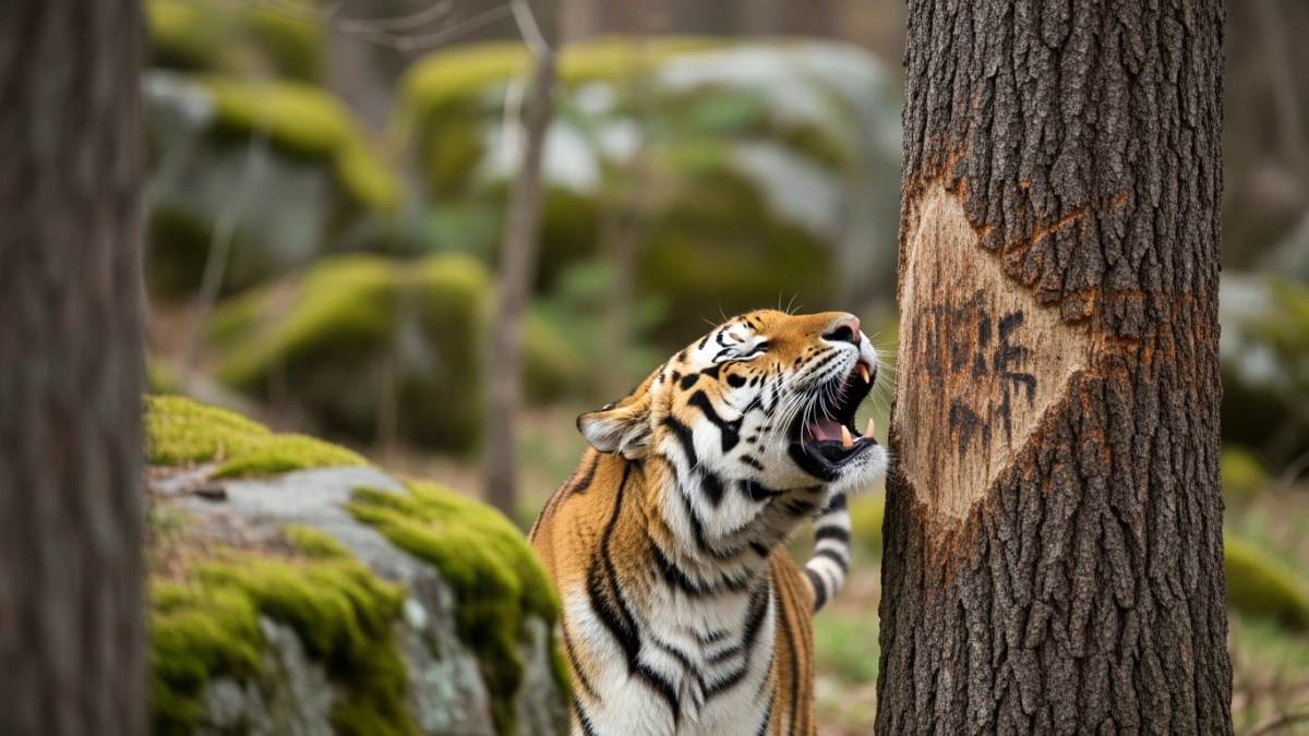 Тигр из «Земли леопарда» проверил меточное дерево на камеру