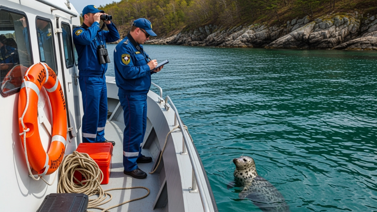 Дикая нерпа примкнула к антибраконьерскому рейду в заповеднике Приморья
