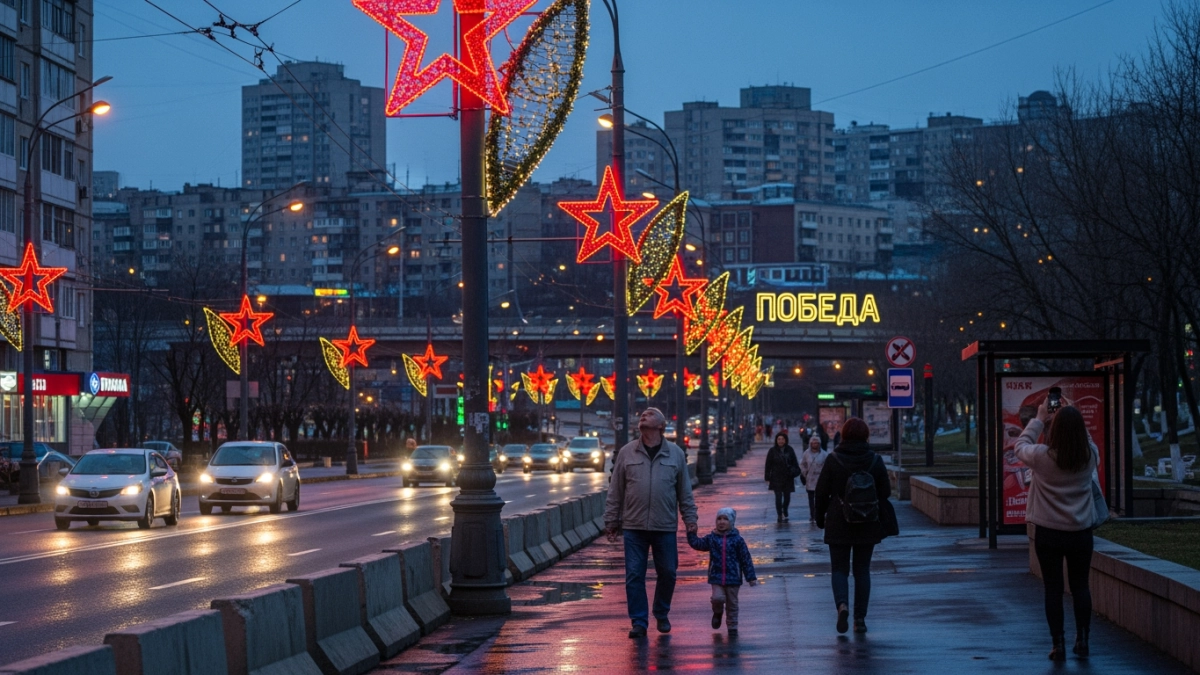 Владивосток украсили к 9 Мая: звёзды и гирлянды появились в жилых районах