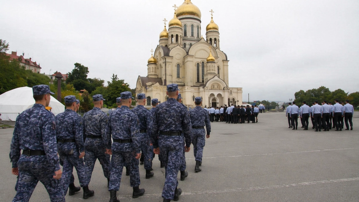 Во Владивостоке смотр полиции на центральной площади завершился торжественным маршем