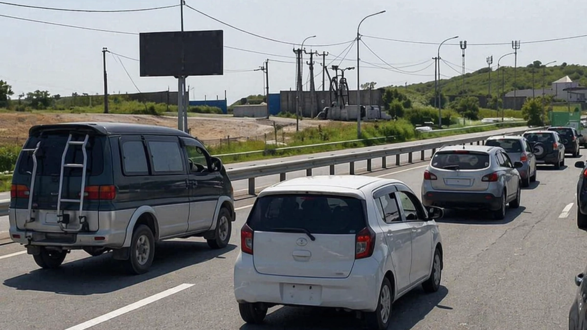 Пробка на Русский остров растянулась на километры из за потока машин и ДТП