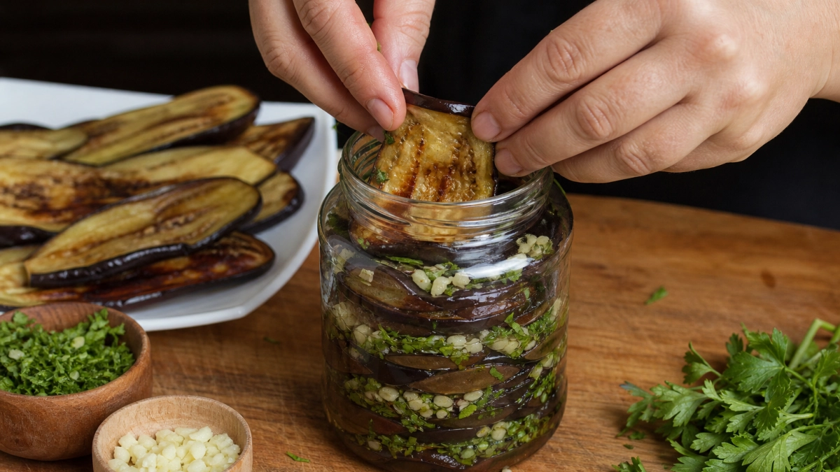 Закрываю баклажаны с чесноком целыми банками: зимой такая закуска улетает со стола быстрее любой другой