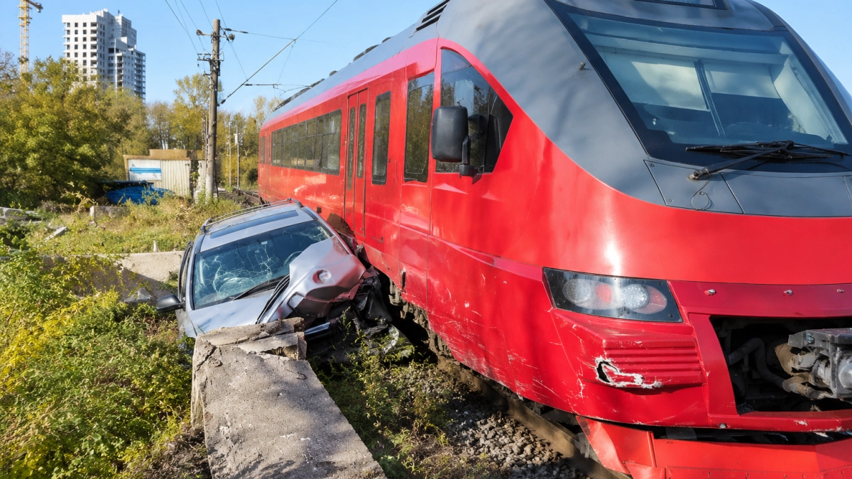Во Владивостоке пригородный поезд столкнулся с авто у 44-го причала