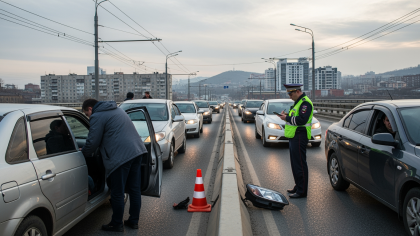 Авария на Дефризовском мосту заблокировала въезд в район Седанки